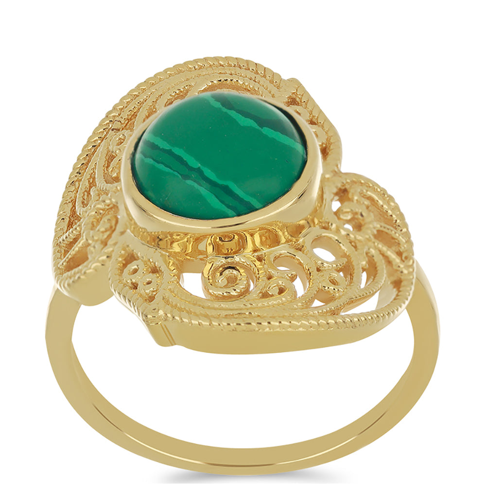 Goldplattierter Silberring mit Malachit 3