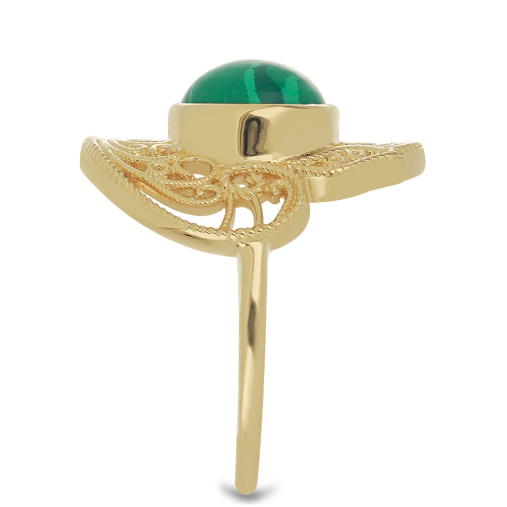 Goldplattierter Silberring mit Malachit 4