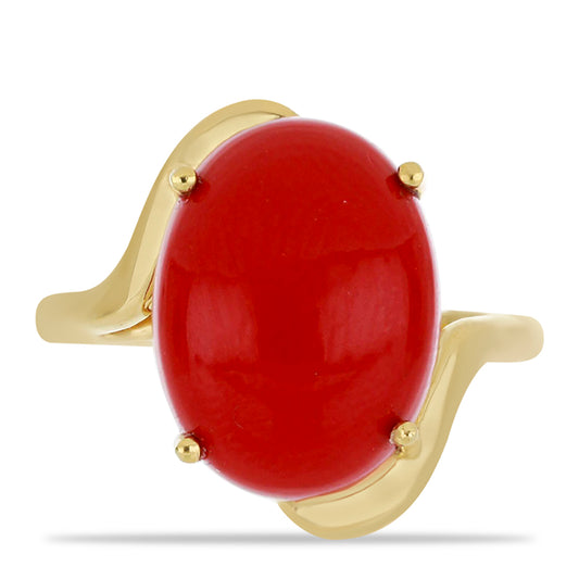 Goldplattierter Silberring mit roter Schwammkoralle