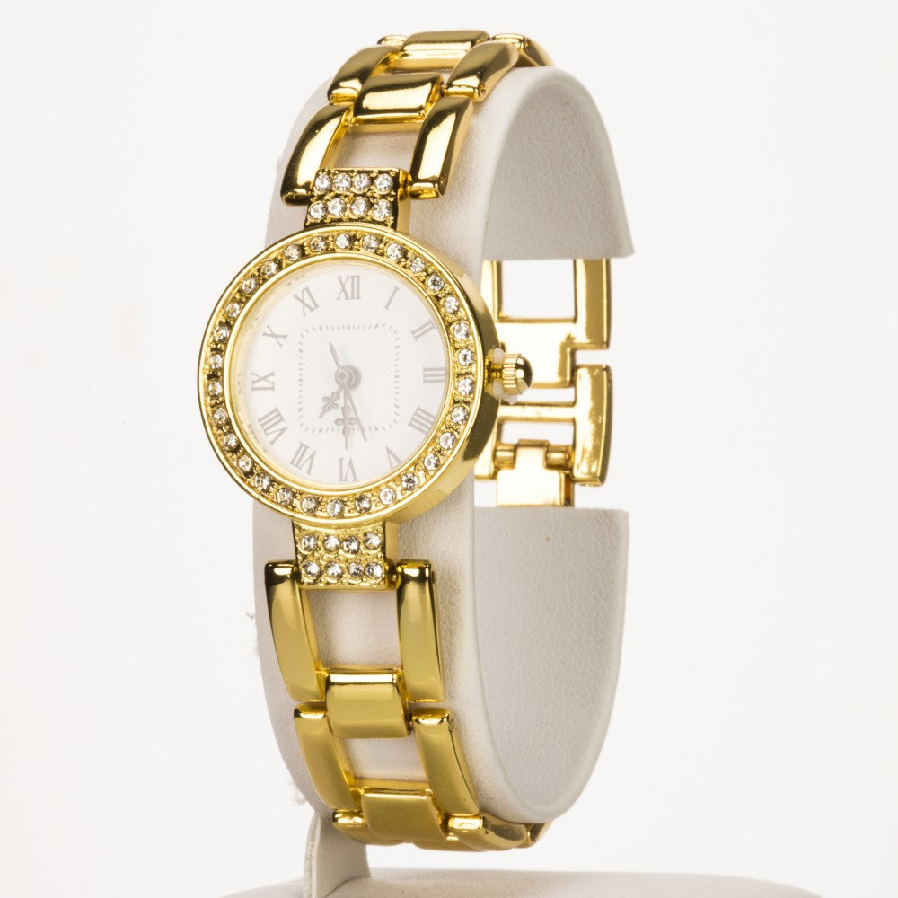 Uhr aus goldplattierter Legierung mit weißem Emporia® Kristall