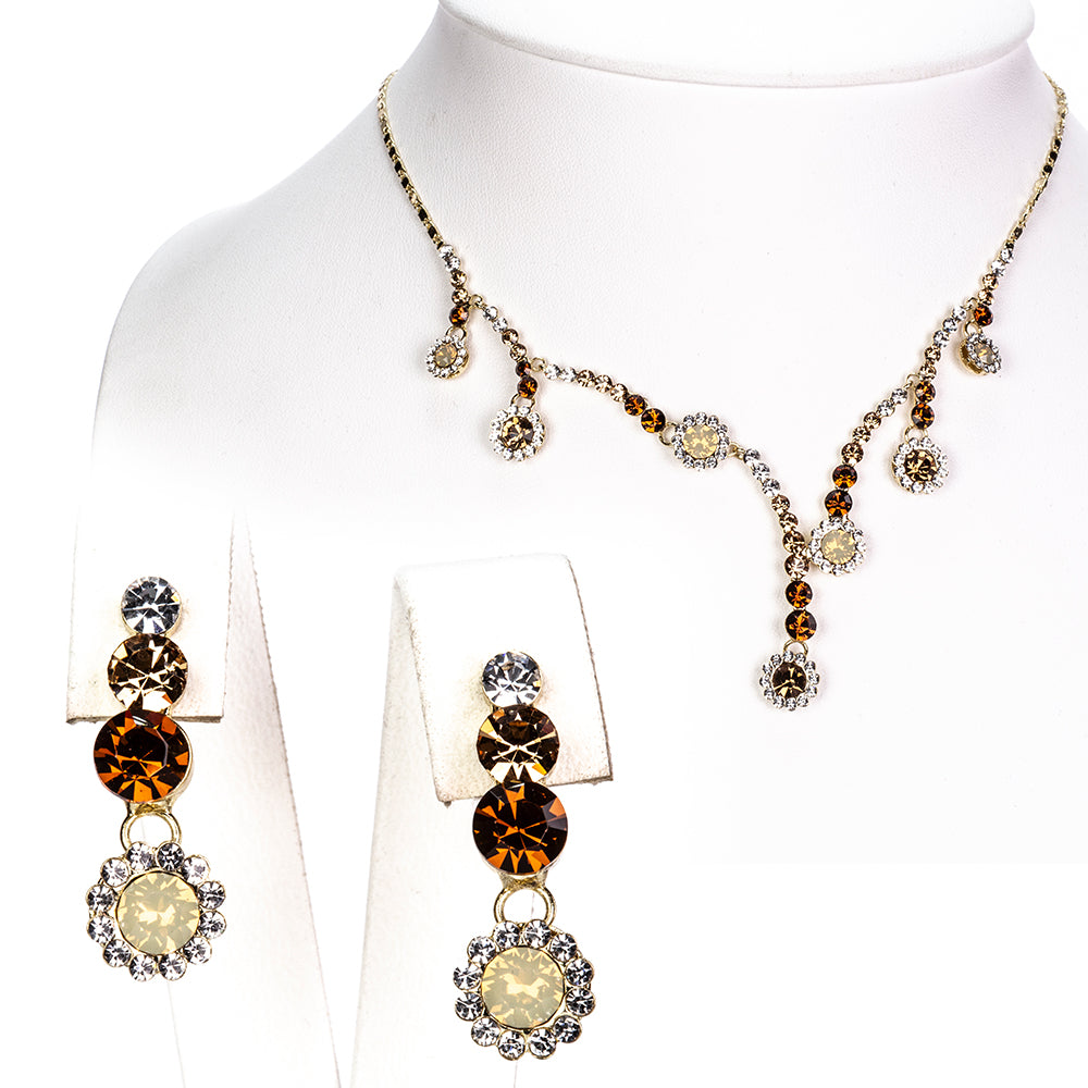 Schmuckgarnitur aus aus goldplattierter Legierung mit Glasperle und weißem Emporia® Kristall 1 