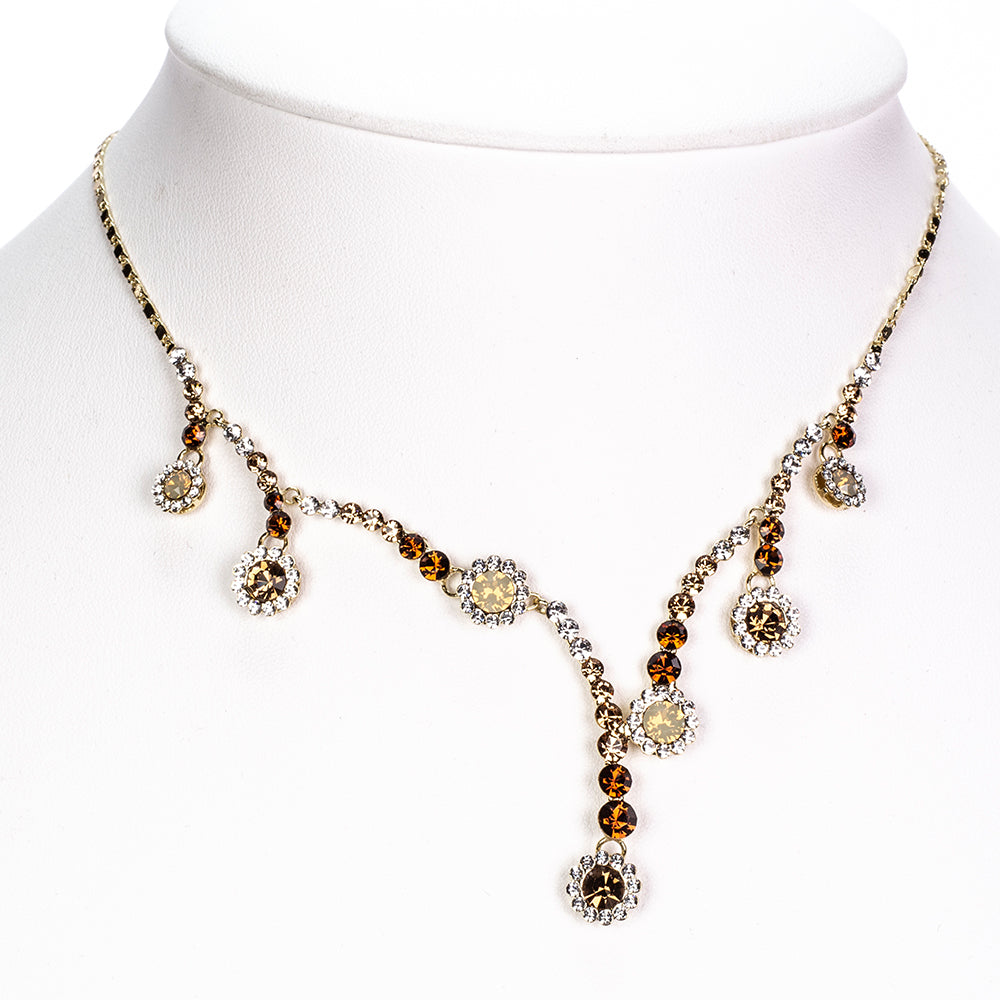 Schmuckgarnitur aus aus goldplattierter Legierung mit Glasperle und weißem Emporia® Kristall 2 