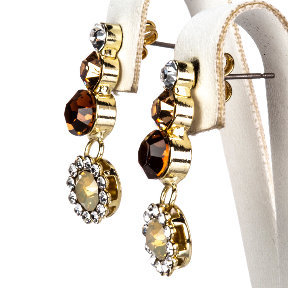 Schmuckgarnitur aus aus goldplattierter Legierung mit Glasperle und weißem Emporia® Kristall 3 