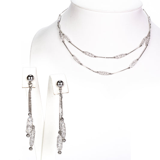 Schmuckgarnitur aus aus goldplattierter Legierung mit weißem Emporia® Kristall