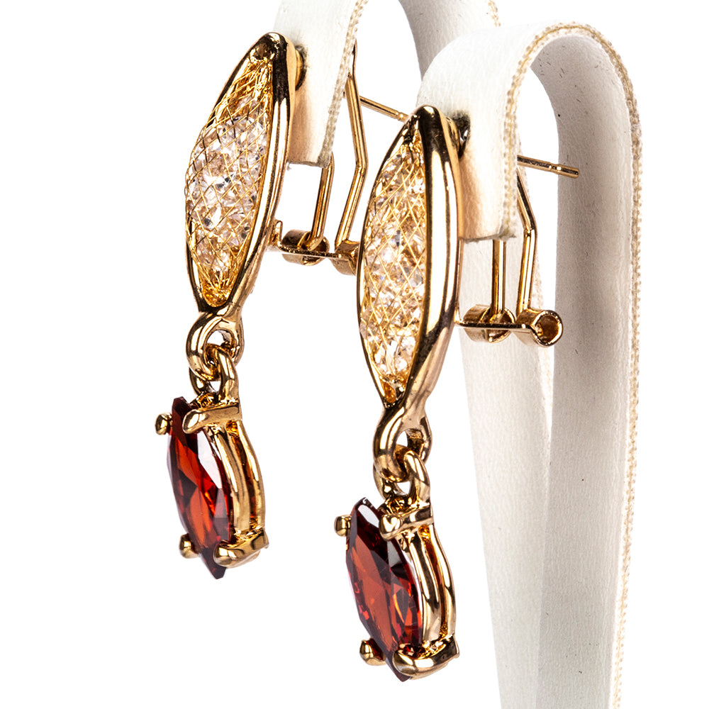 Schmuckgarnitur aus aus goldplattierter Legierung mit rotem Emporia®-Kristall 3 