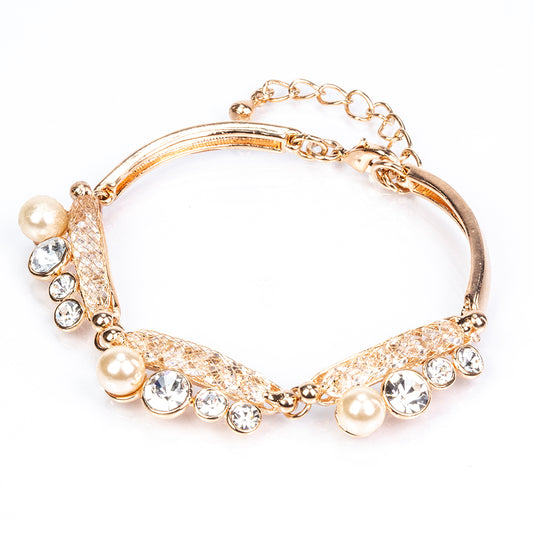 Schmuckgarnitur aus aus goldplattierter Legierung mit weißem Emporia® Kristall