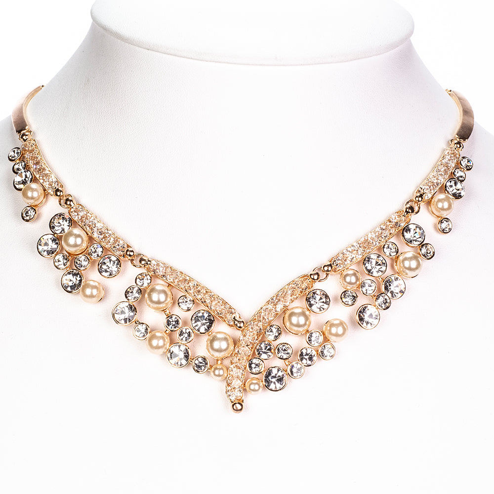 Schmuckgarnitur aus aus goldplattierter Legierung mit weißem Emporia® Kristall 3 