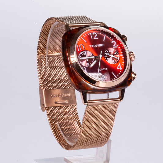 Uhr aus goldplattierter Legierung mit weißem Emporia® Kristall