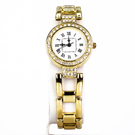 Uhr aus goldplattierter Legierung mit weißem Emporia® Kristall