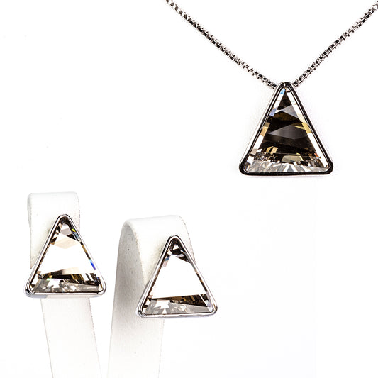 Schmuckgarnitur aus aus goldplattierter Legierung mit schwarzem Emporia®-Kristall