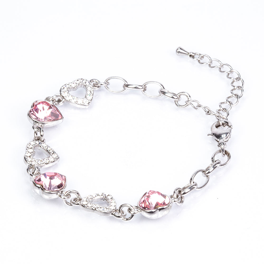 Schmuckgarnitur aus aus goldplattierter Legierung mit weißem Emporia® Kristall und rosafarbenem Emporia® Kristall 2 