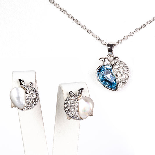 Schmuckgarnitur aus aus goldplattierter Legierung mit blauem Emporia®-Kristall