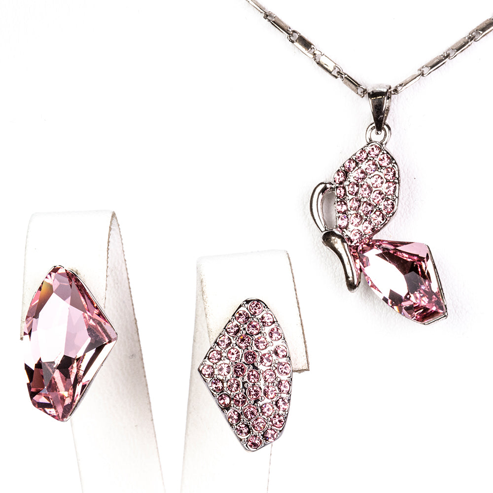 Schmuckgarnitur aus aus goldplattierter Legierung mit weißem Emporia® Kristall 1 