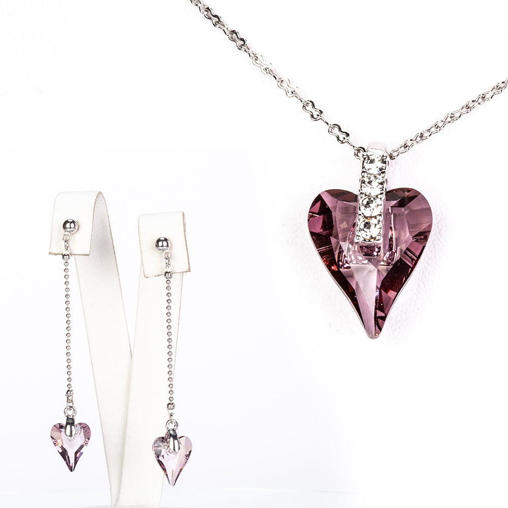 Schmuckgarnitur aus aus goldplattierter Legierung mit purpurfarbenem Emporia® Kristall