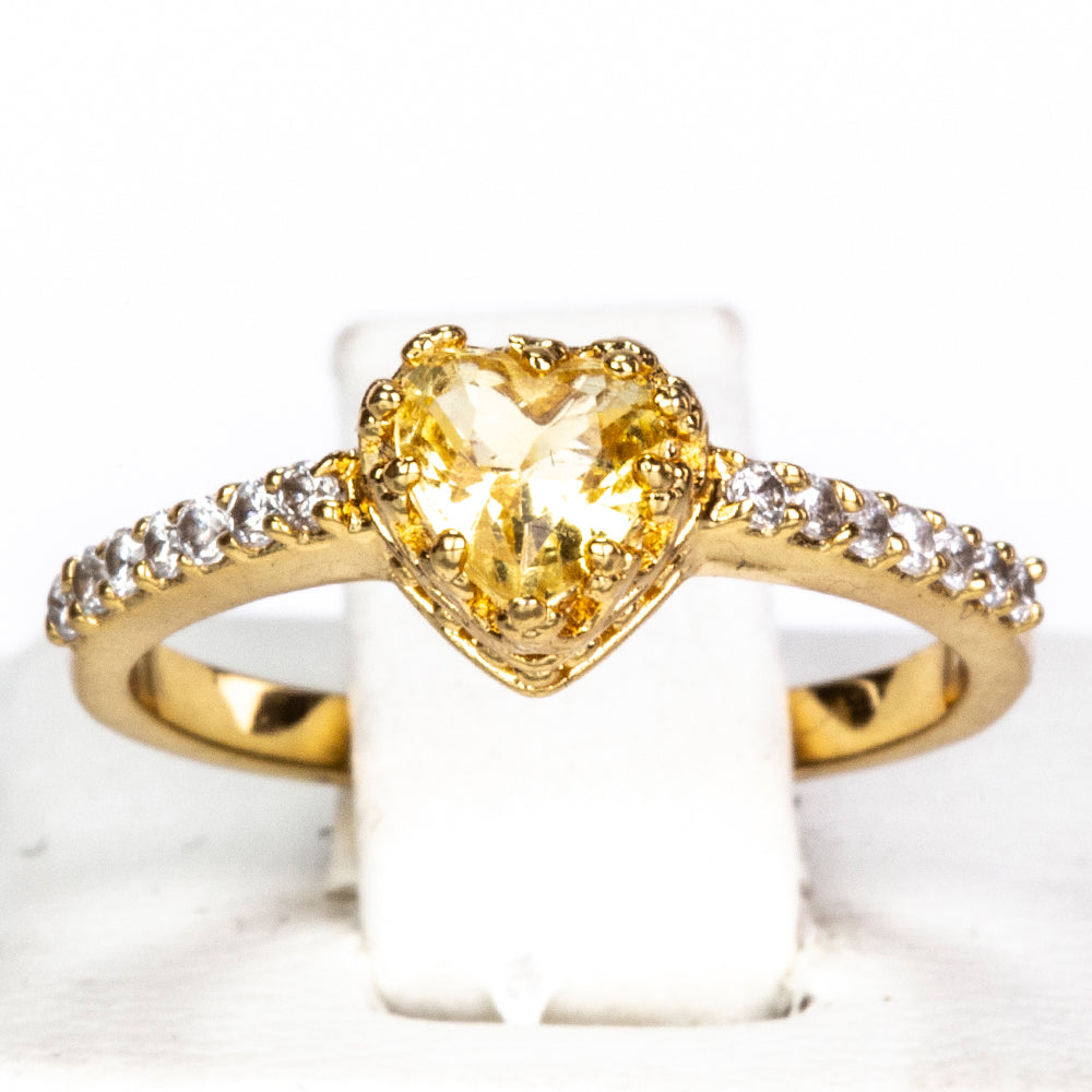 Ring aus goldplattierterr Legierung mit gelbem Emporia®-Kristall 1 