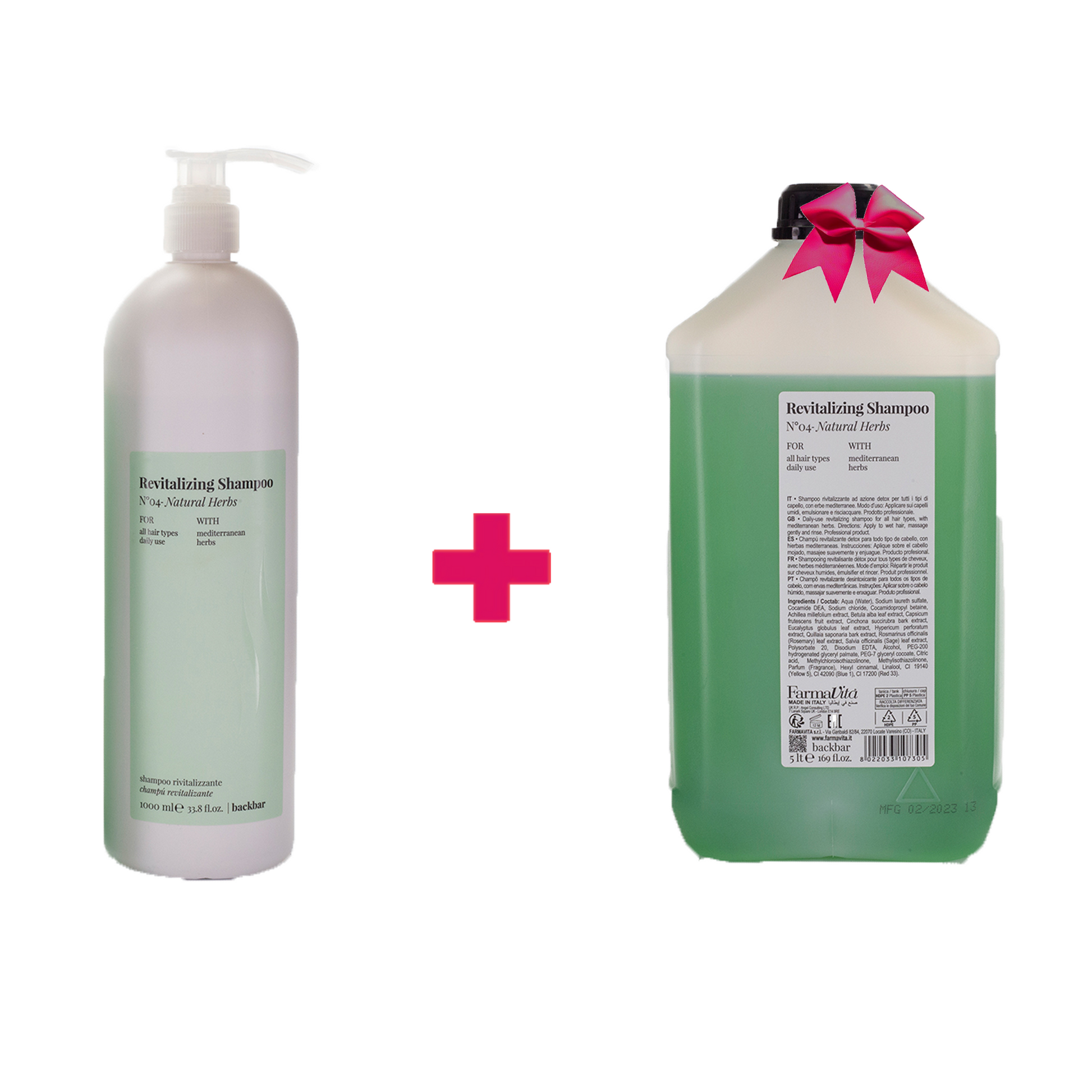 Backbar Revitalisierendes Shampoo n°04 - Natürliche Kräuter 1000 ml + 5 Liter Nachfüllpackung als GESCHENK 1 