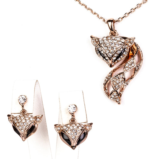 Schmuckgarnitur aus aus goldplattierter Legierung mit weißem Emporia® Kristall