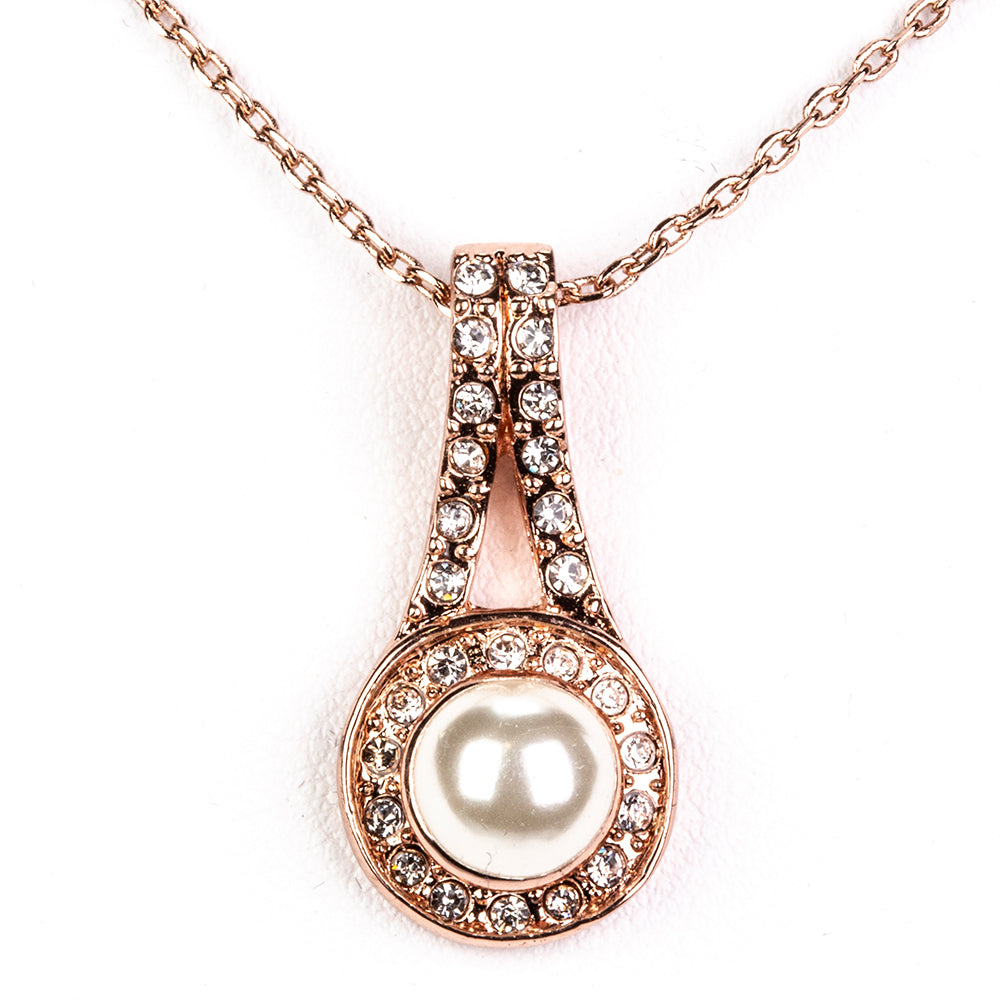 Schmuckgarnitur aus aus goldplattierter Legierung mit Glasperle und weißem Emporia® Kristall