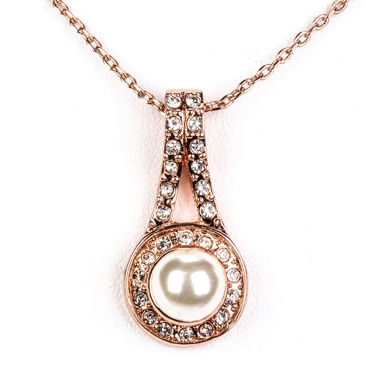 Schmuckgarnitur aus aus goldplattierter Legierung mit Glasperle und weißem Emporia® Kristall