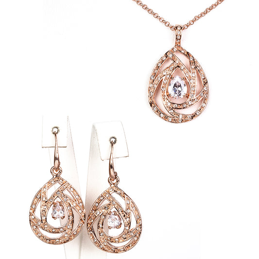 Schmuckgarnitur aus aus goldplattierter Legierung mit weißem Emporia® Kristall