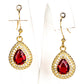 Schmuckgarnitur aus aus goldplattierter Legierung mit rotem Emporia®-Kristall