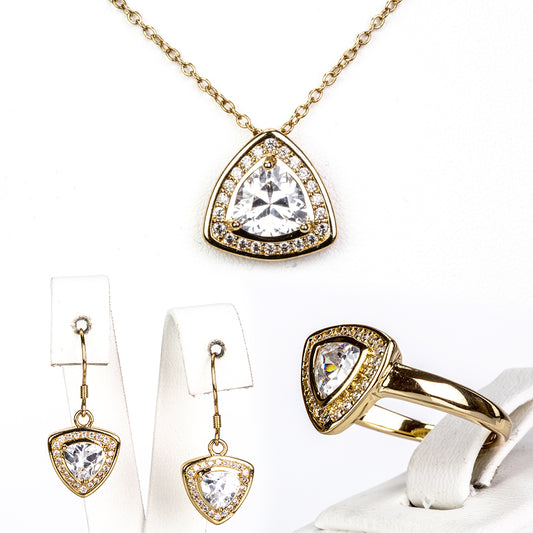 Schmuckgarnitur aus aus goldplattierter Legierung mit weißem Emporia® Kristall