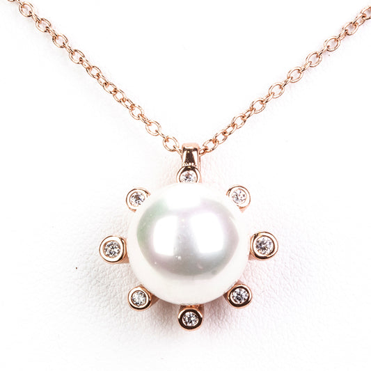 Schmuckgarnitur aus aus goldplattierter Legierung mit Glasperle und weißem Emporia® Kristall