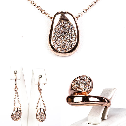 Schmuckgarnitur aus aus goldplattierter Legierung mit weißem Emporia® Kristall