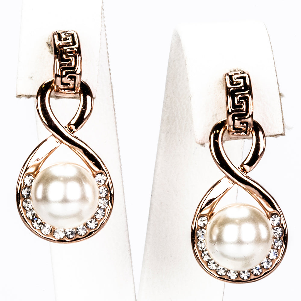 Schmuckgarnitur aus aus goldplattierter Legierung mit Glasperle und weißem Emporia® Kristall 3 