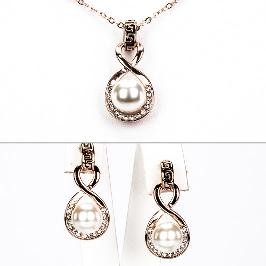 Schmuckgarnitur aus aus goldplattierter Legierung mit Glasperle und weißem Emporia® Kristall