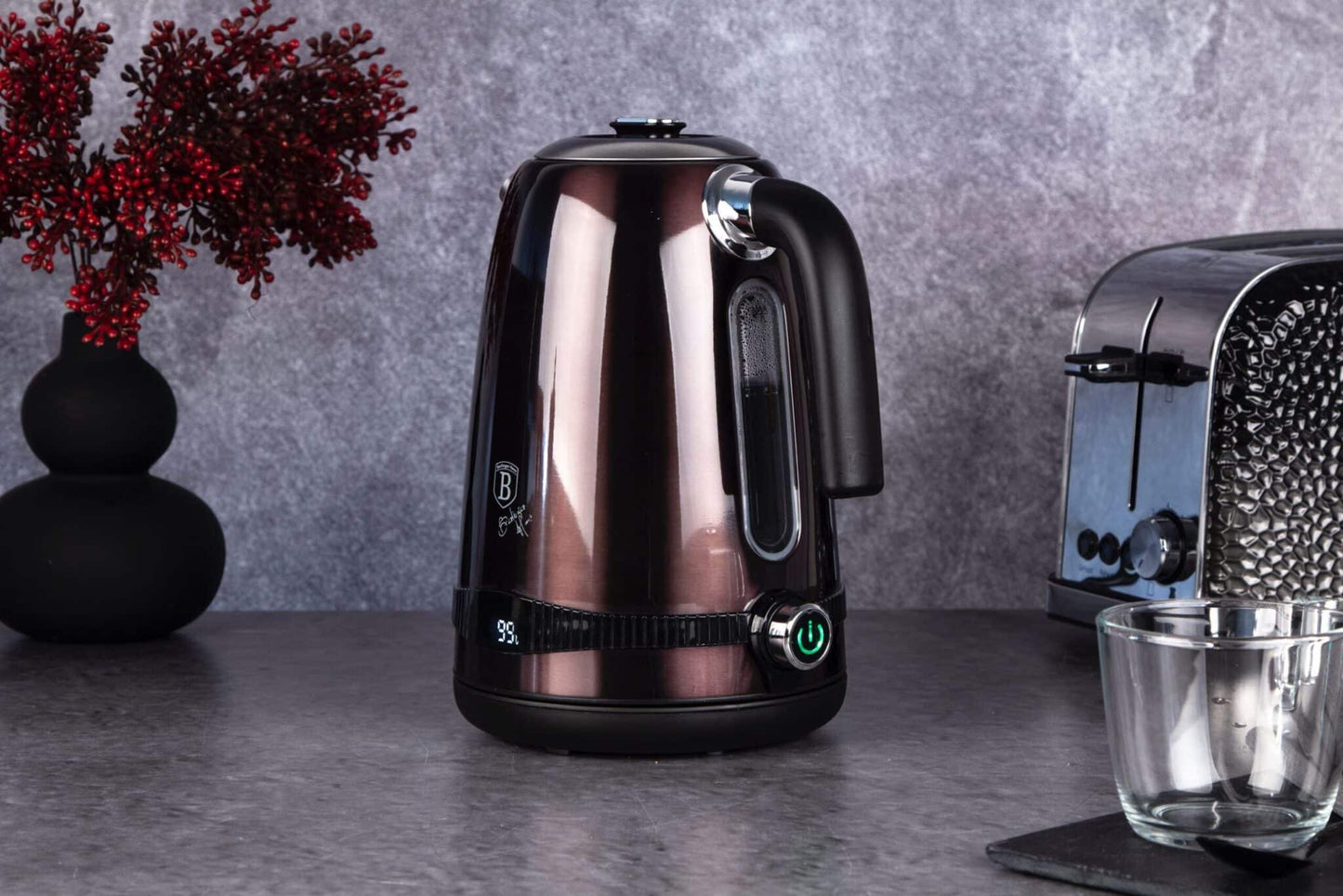 Berlinger Haus Metallic Line Shiny Black Edition Digitaler Wasserkocher, schwarz