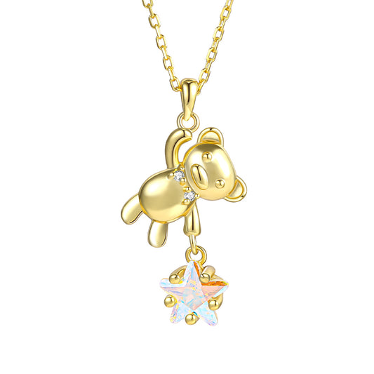 Halskette aus goldplattierter Legierung mit weißem Emporia® Kristall