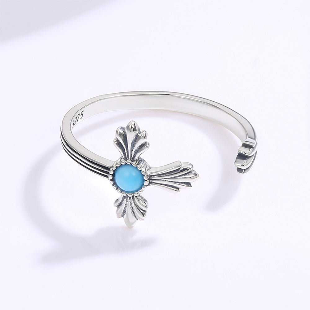 Ring aus goldplattierterr Legierung mit blauem Emporia®-Kristall 1 