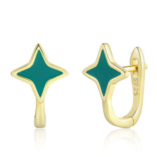 Ohrringe aus goldplattierter Legierung mit grünem Emporia® Kristall