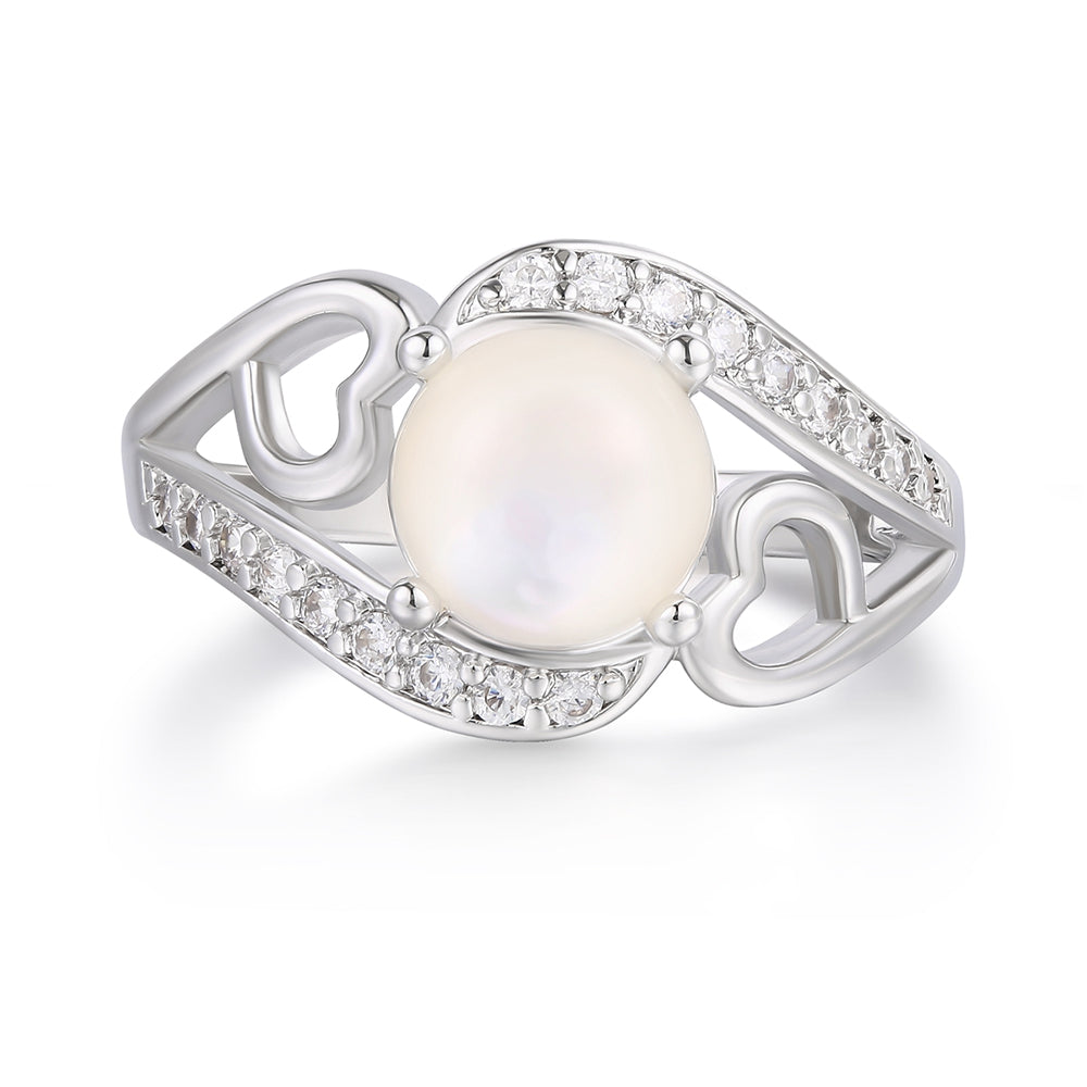 Ring aus goldplattierterr Legierung mit weißem Emporia® Kristall und Emaille 1 