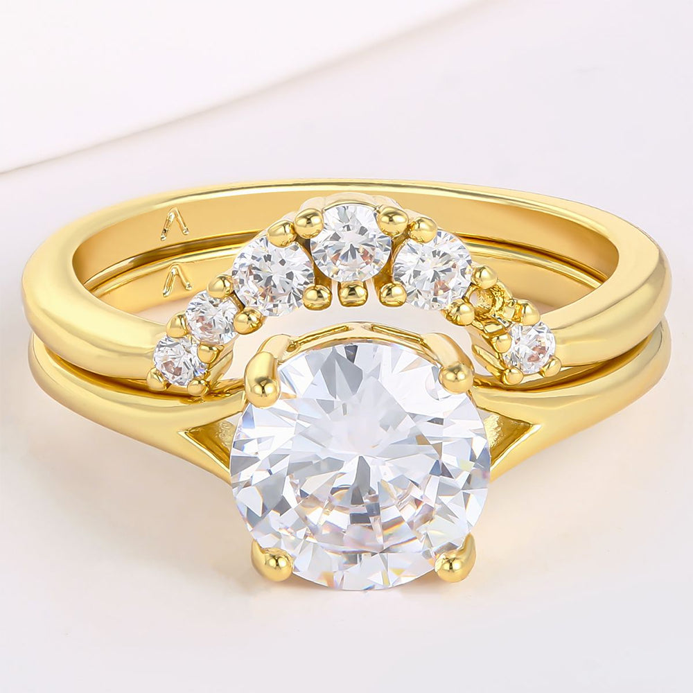 Ring aus goldplattierterr Legierung mit weißem Emporia® Kristall 1 