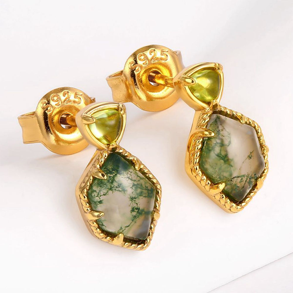 Ohrringe aus goldplattierter Legierung mit grünem Emporia® Kristall 1 