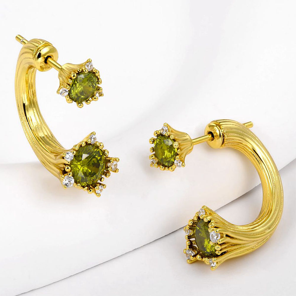 Ohrringe aus goldplattierter Legierung mit grünem Emporia® Kristall 1 