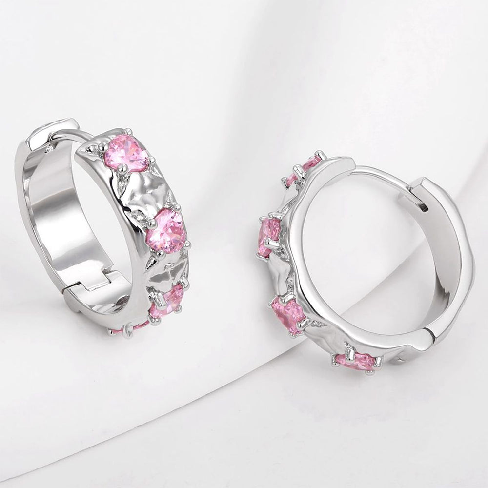 Ohrringe aus goldplattierter Legierung mit weißem Emporia® Kristall und rosafarbenem Emporia® Kristall