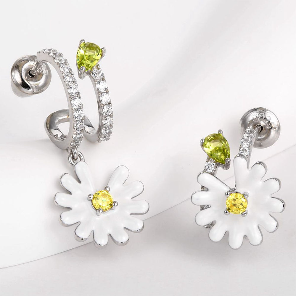 Ohrringe aus goldplattierter Legierung mit weißem Emporia® Kristall und gelbem Emporia®-Kristall 1 