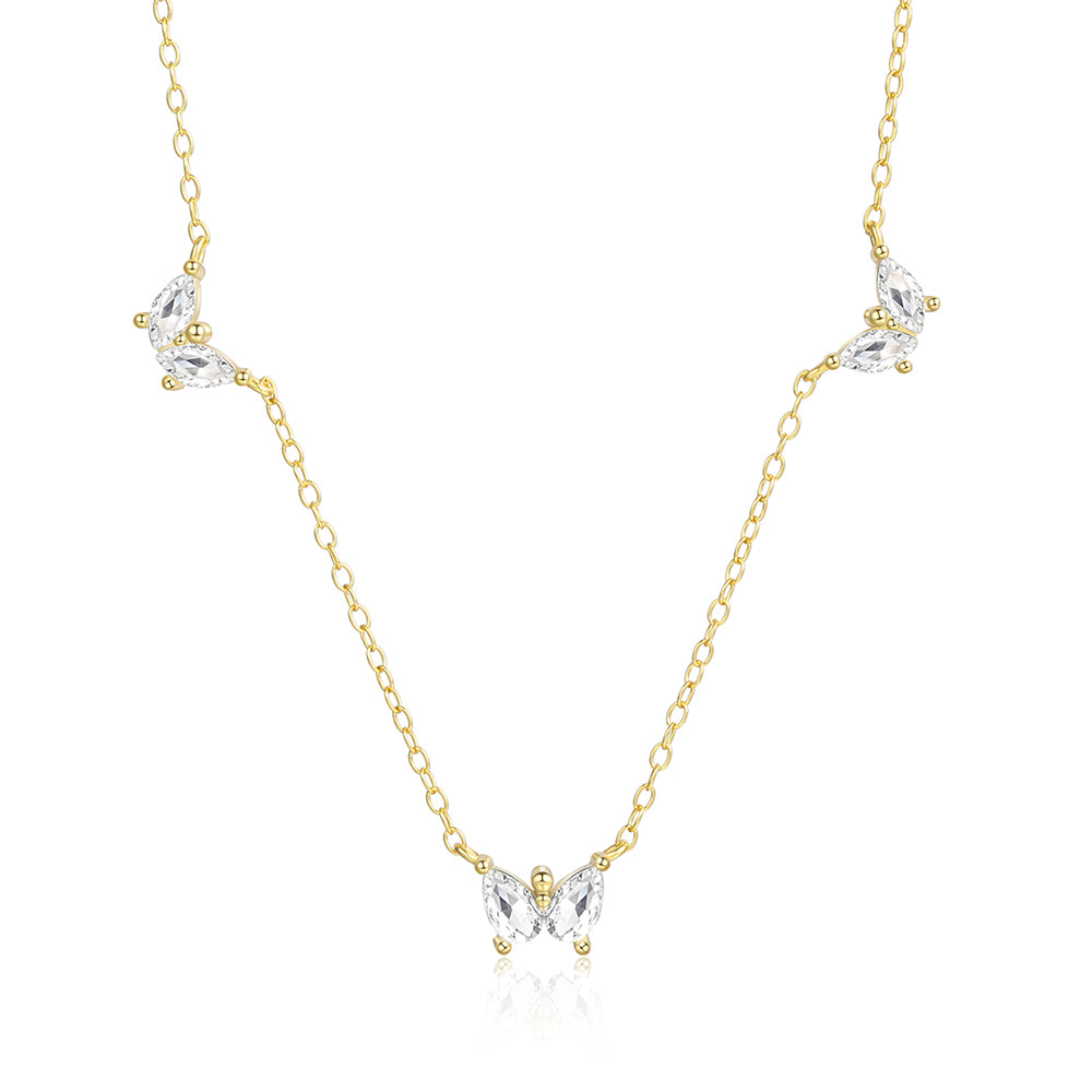 Halskette aus goldplattierter Legierung mit weißem Emporia® Kristall