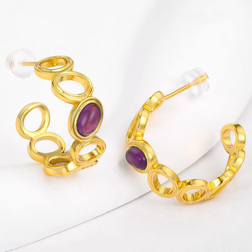 Ohrringe aus goldplattierter Legierung mit purpurfarbenem Emporia® Kristall 1 