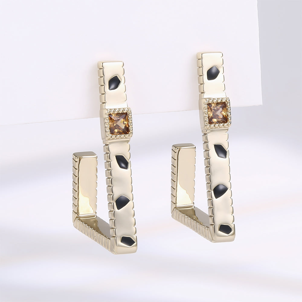 Ohrringe aus goldplattierter Legierung mit braunem Emporia® Kristall 1 