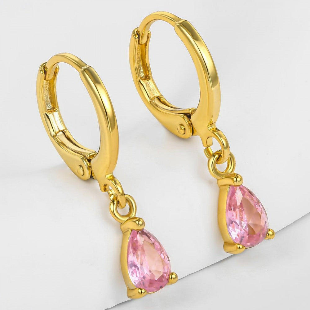 Ohrringe aus goldplattierter Legierung mit rosafarbenem Emporia® Kristall 1 