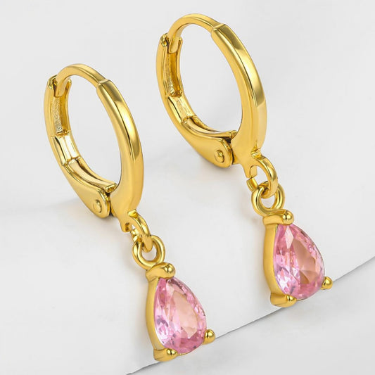 Ohrringe aus goldplattierter Legierung mit rosafarbenem Emporia® Kristall