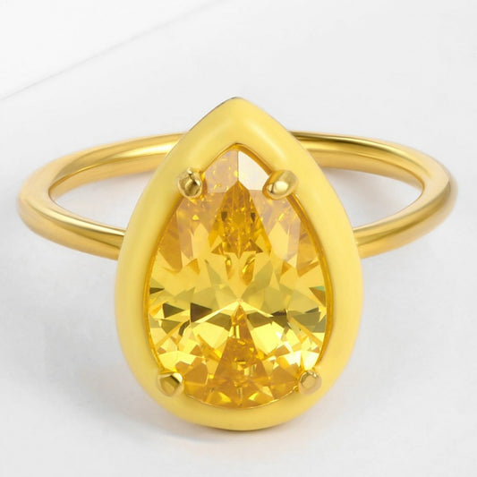 Ring aus goldplattierter Legierung mit gelbem Emporia®-Kristall