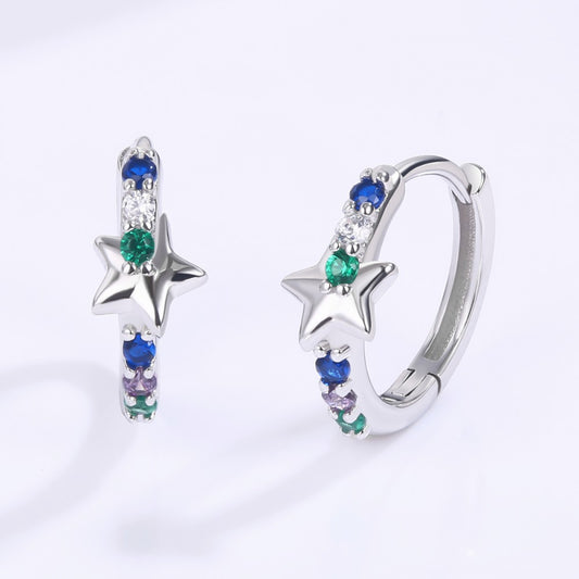 Ohrringe aus goldplattierter Legierung mit blauem Emporia®-Kristall