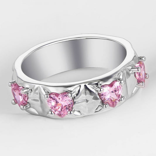 Ring aus goldplattierter Legierung mit rosafarbenem Emporia® Kristall