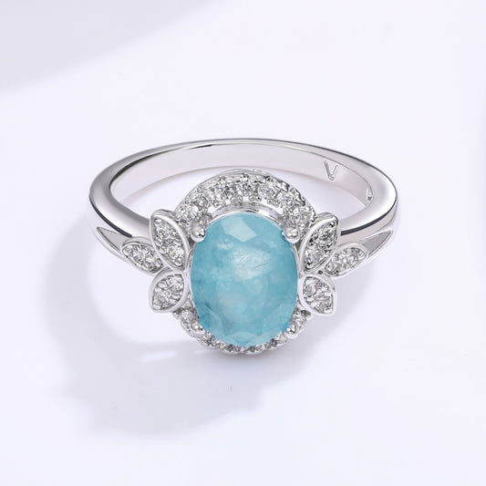 Ring aus goldplattierter Legierung mit blauem Emporia®-Kristall