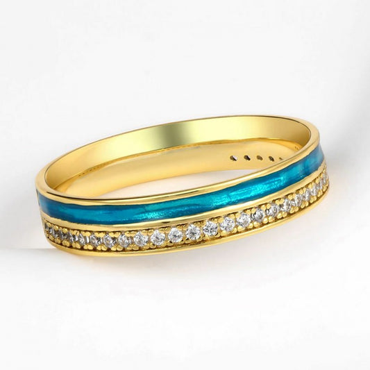 Ring aus goldplattierter Legierung mit weißem Emporia® Kristall